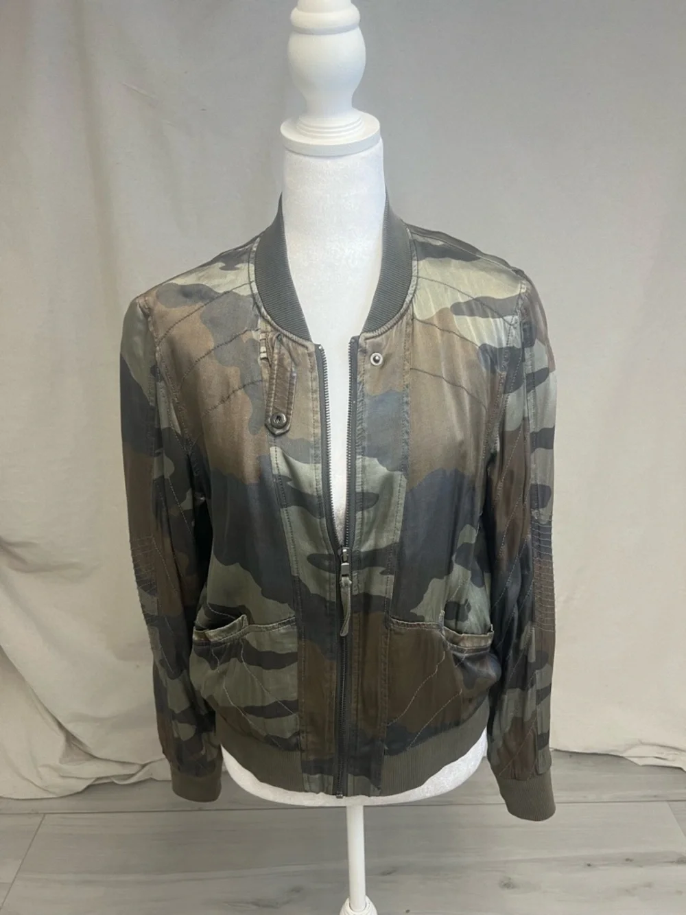 Marrakech Camo Bomber Jacket Olive Green Sz S Street Style Corpcore Military - Picture 1 of 8